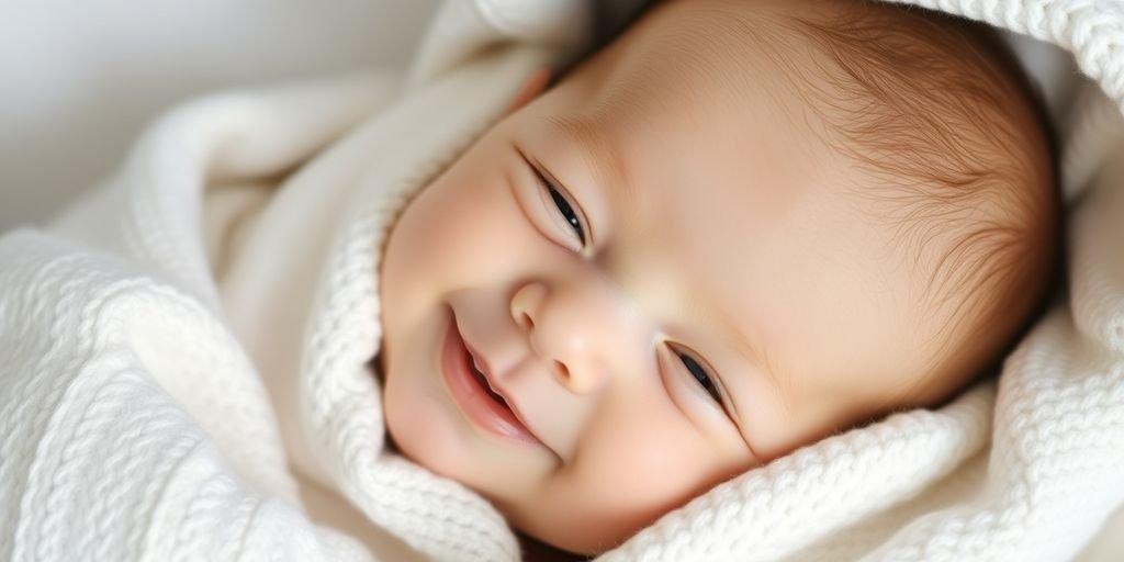 Baby in soft organic cotton blanket