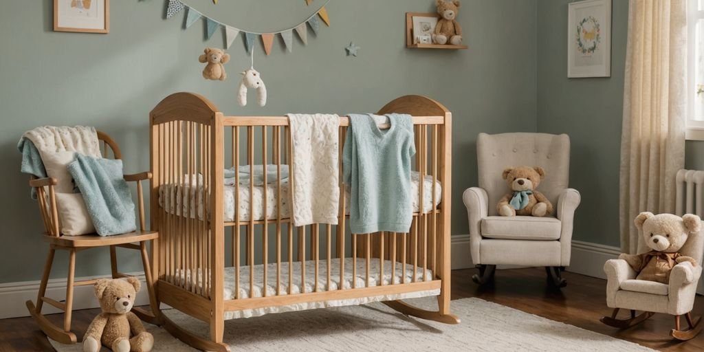 Handmade baby clothes in a cozy nursery